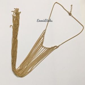 New XL Long Golden Chain Fringe Maximalist Statement Necklace